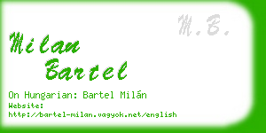 milan bartel business card